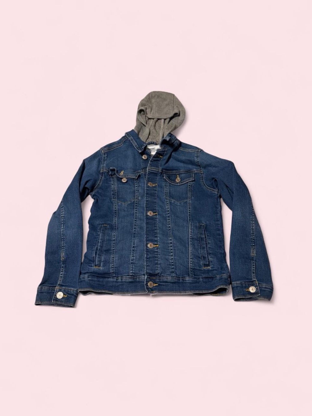 Old Navy Blue Denim Jacket with Gray Hood
